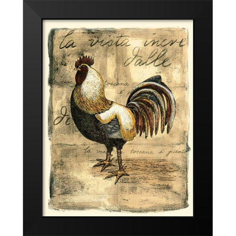 Tuscany Rooster II Black Modern Wood Framed Art Print by Bookman, D.