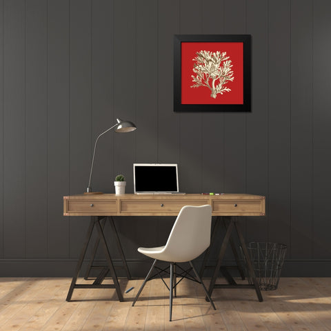 Coral on Red IV Black Modern Wood Framed Art Print by Vision Studio
