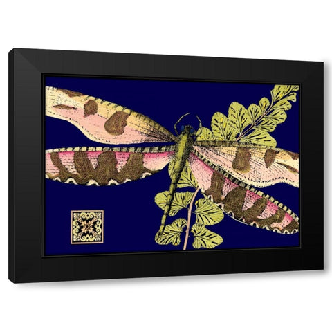 Mini Shimmering Dragonfly IV Black Modern Wood Framed Art Print with Double Matting by Vision Studio