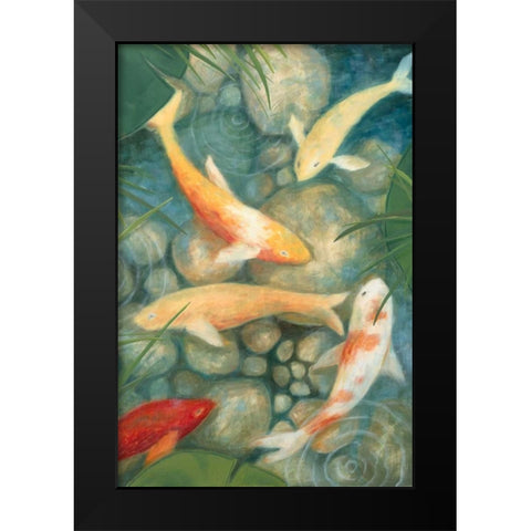 Reflecting Koi II Black Modern Wood Framed Art Print by Meagher, Megan