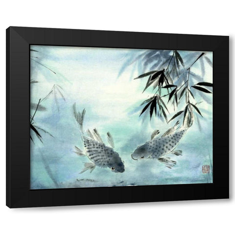 Koi Black Modern Wood Framed Art Print by Parker, Nan Rae