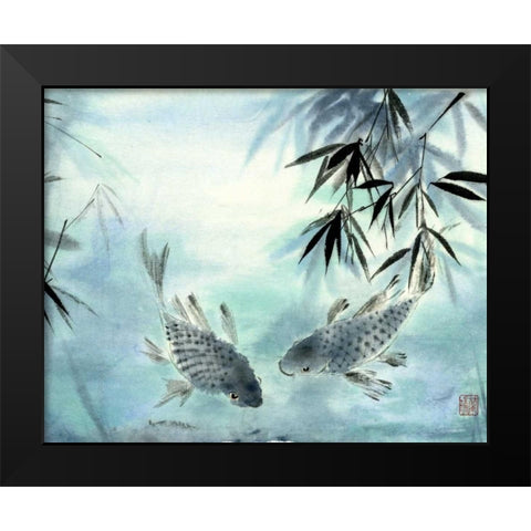 Koi Black Modern Wood Framed Art Print by Parker, Nan Rae
