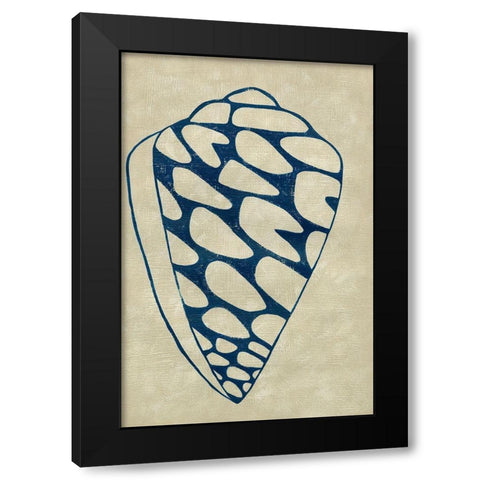 Indigo Shell IV Black Modern Wood Framed Art Print with Double Matting by Zarris, Chariklia