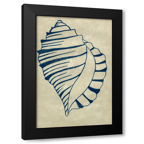 Indigo Shell V Black Modern Wood Framed Art Print with Double Matting by Zarris, Chariklia