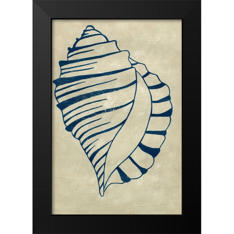 Indigo Shell V Black Modern Wood Framed Art Print by Zarris, Chariklia