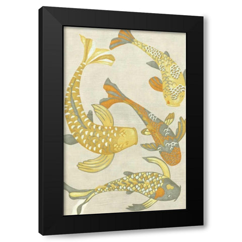 Golden Koi I Black Modern Wood Framed Art Print by Zarris, Chariklia