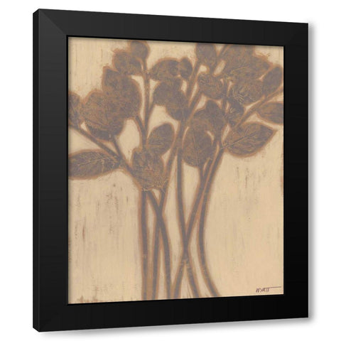 Gilded Grey Leaves I Black Modern Wood Framed Art Print by Wyatt Jr., Norman