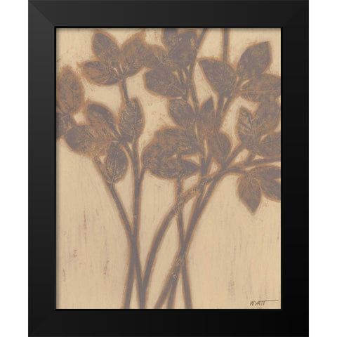 Gilded Grey Leaves II Black Modern Wood Framed Art Print by Wyatt Jr., Norman