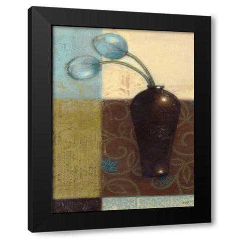 Ebony Vase with Blue Tulips I Black Modern Wood Framed Art Print with Double Matting by Wyatt Jr., Norman