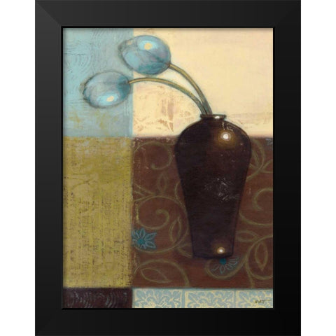 Ebony Vase with Blue Tulips I Black Modern Wood Framed Art Print by Wyatt Jr., Norman