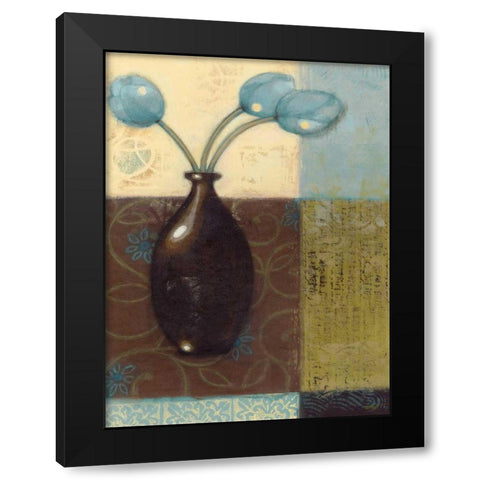 Ebony Vase with Blue Tulips II Black Modern Wood Framed Art Print by Wyatt Jr., Norman