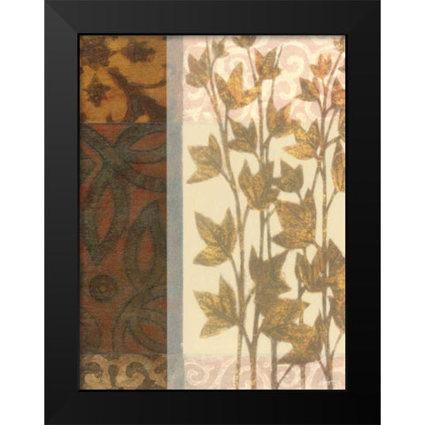 Tapestry with Leaves II Black Modern Wood Framed Art Print by Wyatt Jr., Norman