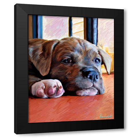 Kratos Baby Pit Bull Black Modern Wood Framed Art Print with Double Matting by McClintock, Robert
