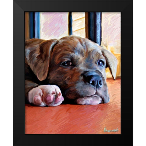 Kratos Baby Pit Bull Black Modern Wood Framed Art Print by McClintock, Robert