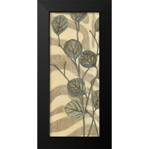 Leaves on Stripes I Black Modern Wood Framed Art Print by Wyatt Jr., Norman