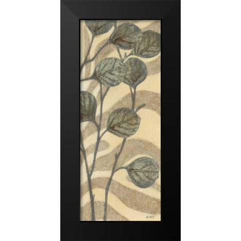 Leaves on Stripes II Black Modern Wood Framed Art Print by Wyatt Jr., Norman