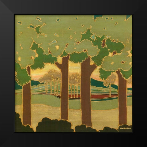 Arts and Crafts Landscape II Black Modern Wood Framed Art Print by Russell, Wendy
