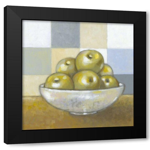 Green Apples Black Modern Wood Framed Art Print with Double Matting by Wyatt Jr., Norman