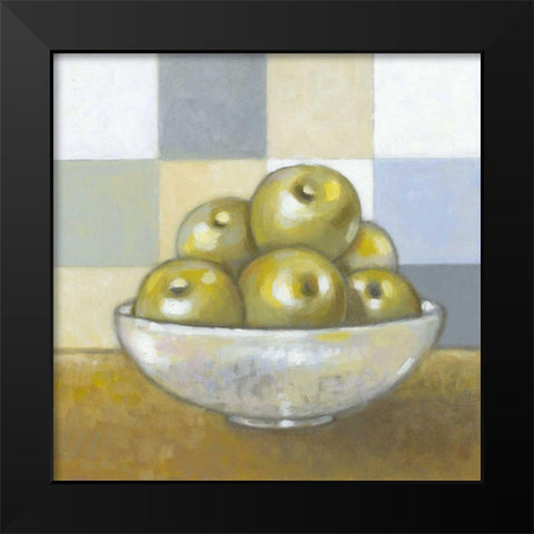 Green Apples Black Modern Wood Framed Art Print by Wyatt Jr., Norman