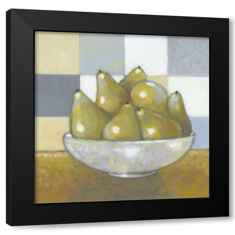 Green Pears Black Modern Wood Framed Art Print with Double Matting by Wyatt Jr., Norman