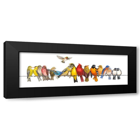 Large Bird Menagerie Black Modern Wood Framed Art Print with Double Matting by Russell, Wendy