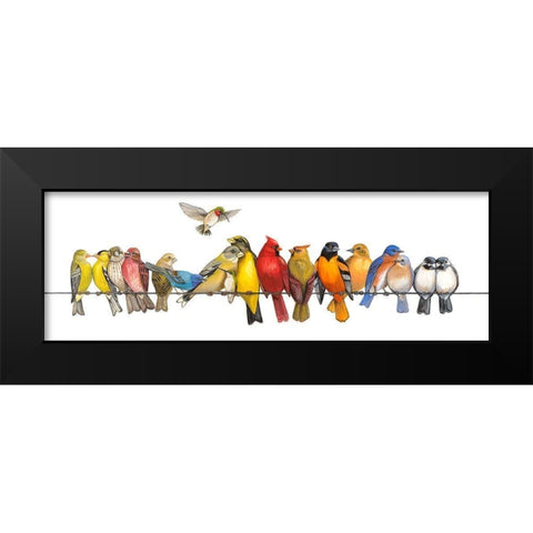 Large Bird Menagerie Black Modern Wood Framed Art Print by Russell, Wendy