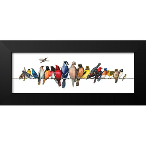 Large Bird Menagerie Black Modern Wood Framed Art Print by Russell, Wendy