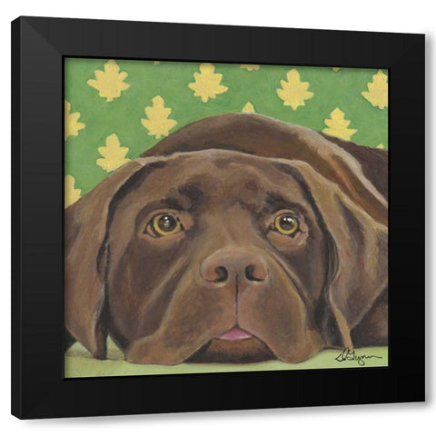 Dlynns Dogs - Casey Black Modern Wood Framed Art Print with Double Matting by Roll, Dlynn