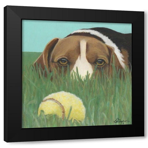 Dlynns Dogs - Sunny Black Modern Wood Framed Art Print with Double Matting by Roll, Dlynn
