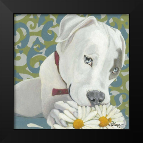 Dlynns Dogs - Patch Black Modern Wood Framed Art Print by Roll, Dlynn