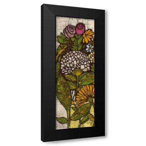 Batik Flower Panel I Black Modern Wood Framed Art Print by Davis, Andrea
