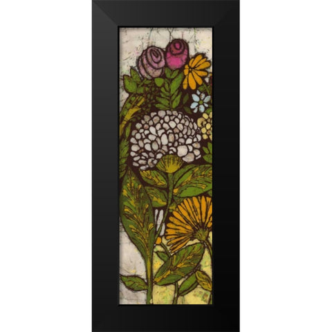 Batik Flower Panel I Black Modern Wood Framed Art Print by Davis, Andrea