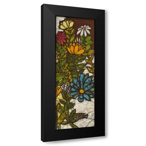 Batik Flower Panel II Black Modern Wood Framed Art Print by Davis, Andrea
