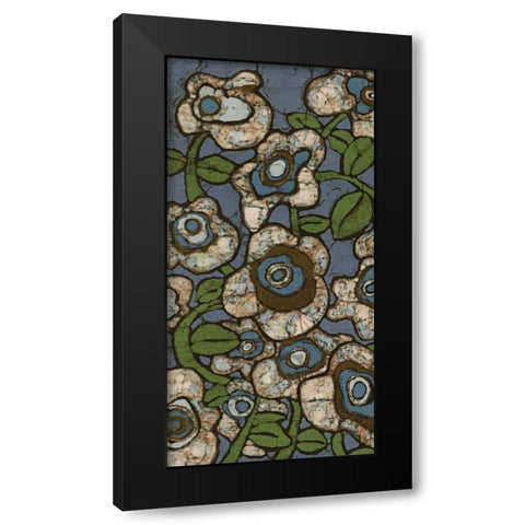 Blue Batik Flowers I Black Modern Wood Framed Art Print by Davis, Andrea
