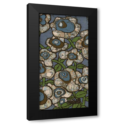 Blue Batik Flowers II Black Modern Wood Framed Art Print by Davis, Andrea