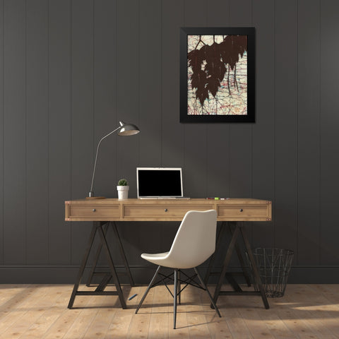 Batik Hanging Leaves I Black Modern Wood Framed Art Print by Davis, Andrea