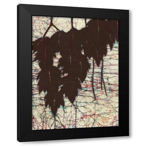 Batik Hanging Leaves I Black Modern Wood Framed Art Print by Davis, Andrea