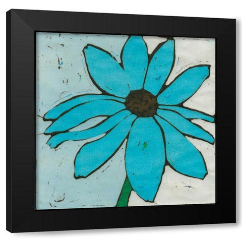 Turquoise Batik Botanical I Black Modern Wood Framed Art Print with Double Matting by Davis, Andrea