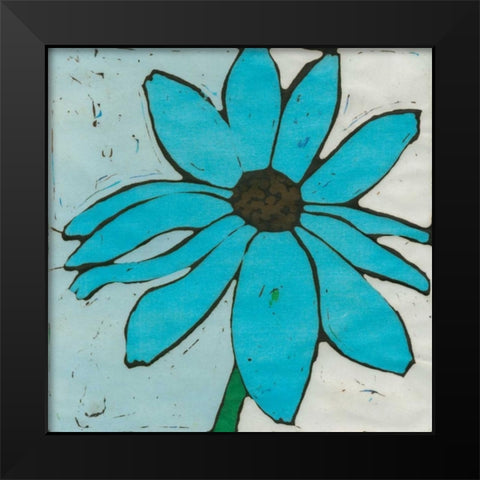 Turquoise Batik Botanical I Black Modern Wood Framed Art Print by Davis, Andrea