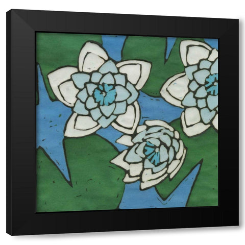 Turquoise Batik Botanical II Black Modern Wood Framed Art Print by Davis, Andrea