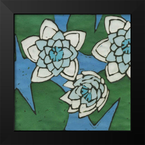 Turquoise Batik Botanical II Black Modern Wood Framed Art Print by Davis, Andrea