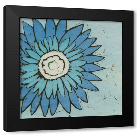 Turquoise Batik Botanical III Black Modern Wood Framed Art Print with Double Matting by Davis, Andrea