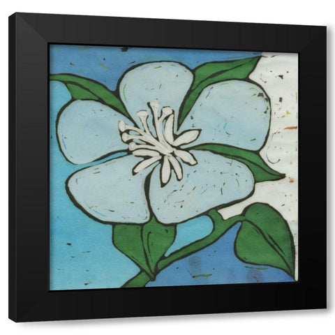 Turquoise Batik Botanical VI Black Modern Wood Framed Art Print by Davis, Andrea