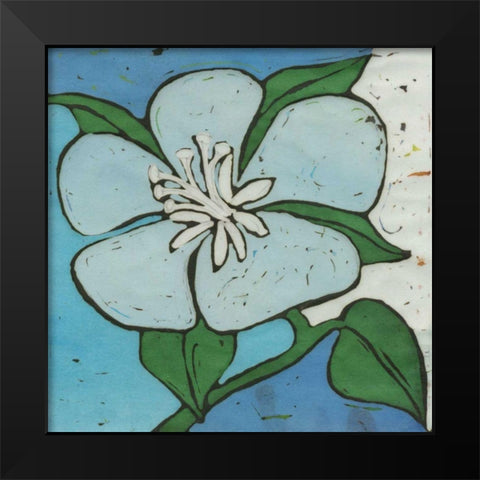 Turquoise Batik Botanical VI Black Modern Wood Framed Art Print by Davis, Andrea