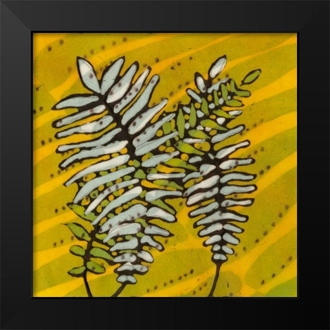 Gold Batik Botanical II Black Modern Wood Framed Art Print by Davis, Andrea