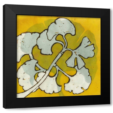 Gold Batik Botanical IV Black Modern Wood Framed Art Print by Davis, Andrea