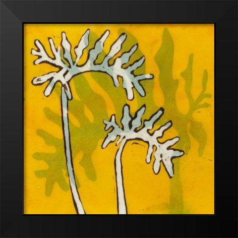 Gold Batik Botanical V Black Modern Wood Framed Art Print by Davis, Andrea