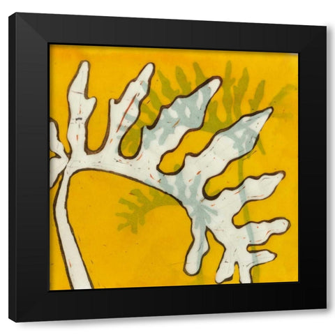 Gold Batik Botanical VI Black Modern Wood Framed Art Print by Davis, Andrea