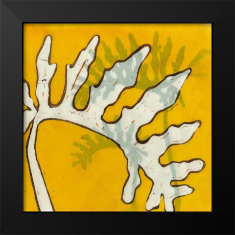 Gold Batik Botanical VI Black Modern Wood Framed Art Print by Davis, Andrea