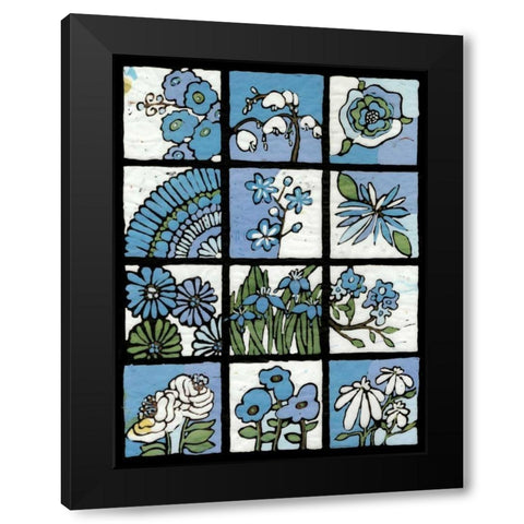 Asure Botanical I 12-Patch Black Modern Wood Framed Art Print with Double Matting by Davis, Andrea